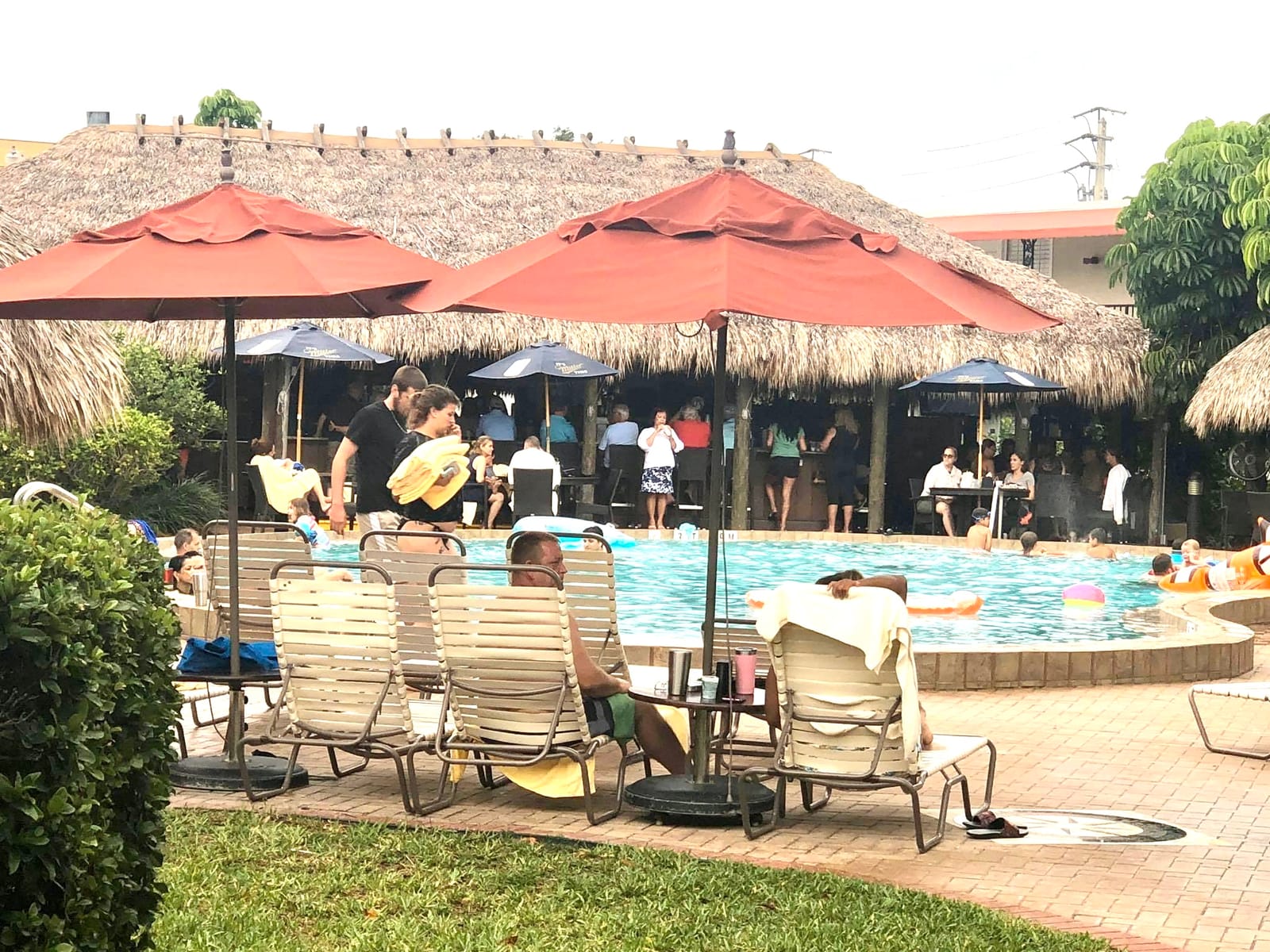 Poolside loungers in the morning